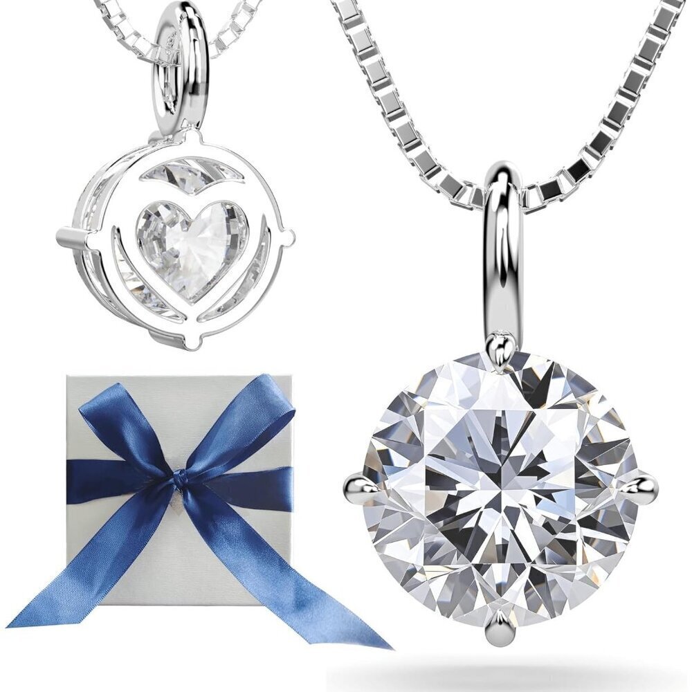 Moissanite Necklace for Women Sterling Silver Jewelry Lab Grown Gem Pendant for